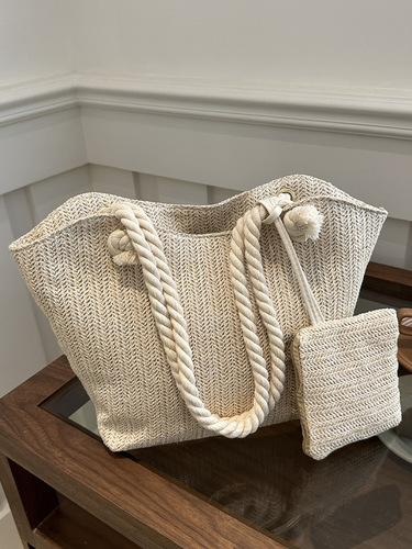 WOVEN SHOULDER BAG TWO-PIECE / BG-0050 - Color : Pure white