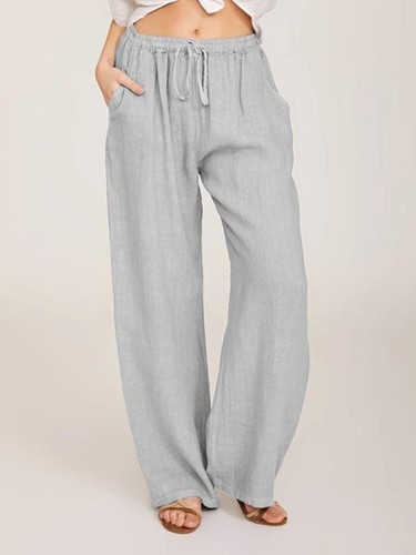 LOOSE LINEN TROUSERS / WD-0237 - COLOR LIGHT GRAY