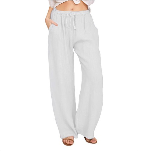 LOOSE LINEN TROUSERS / WD-0236 - COLOR WHITE