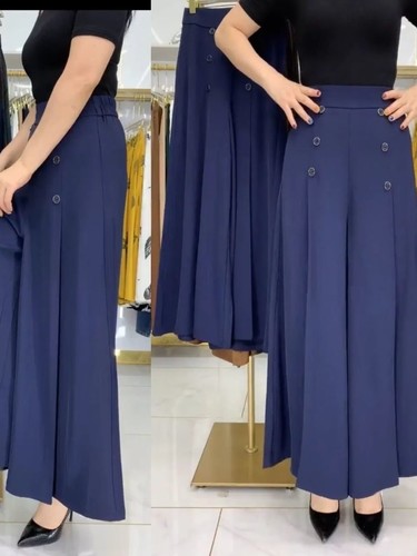 WIDE-LEG SKIRT PANTS / WD-0227 - COLOR NAVY BLUE