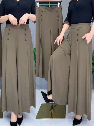 WIDE-LEG SKIRT PANTS / WD-0228 - COLOR ARMY GREEN