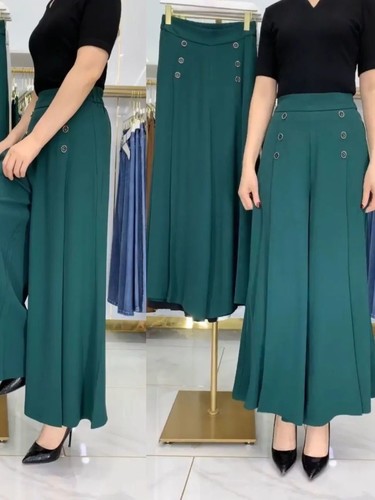 WIDE-LEG SKIRT PANTS / WD-0229 - COLOR GREEN