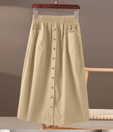 HIGH WAIST SKIRT / WD-0242 - COLOR KHAKI