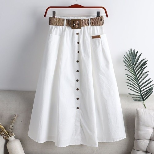 WITH BELT HIGH WAIST SKIRT / WD-0247 - COLOR WHITE