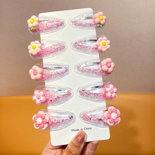 QUICKSAND DESIGN COLORFUL HAIRPIN / BA-0036 - 10 PIECES COLOR PINK FLOWERS