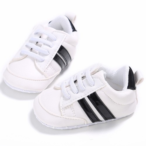 SOFT SOLE BABY SHOES / BB-0071 - COLOR WHITE AND BLACK