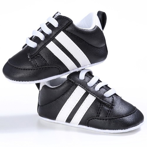 SOFT SOLE BABY SHOES / BB-0072 - COLOR BLACK AND WHITE
