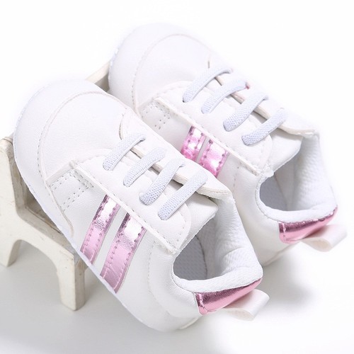 SOFT SOLE BABY SHOES / BB-0074 - COLOR WHITE AND PINK