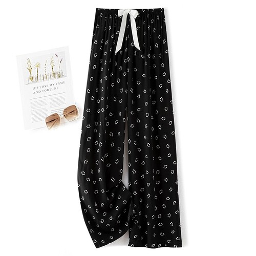LOOSE SILK PAJAMAS FOR WOMEN / WD-0261 - COLOR BLACK ONE SIZE
