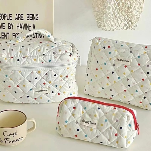 COSMETIC BAG 3-PIECES SET SMALL / BG-0094 - Color : Colorful dots three-piece set Size : Small