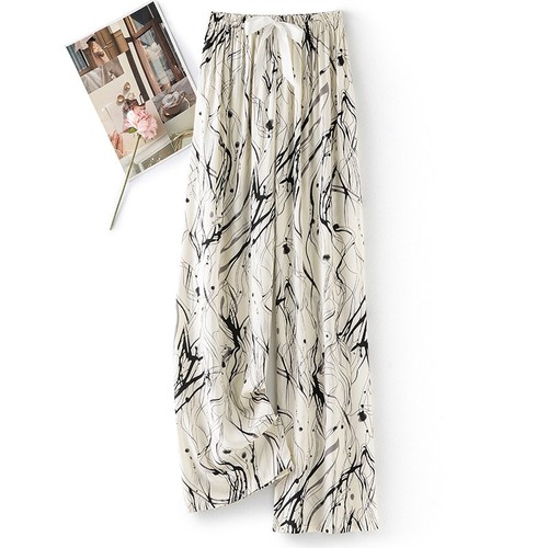 LOOSE SILK PAJAMAS FOR WOMEN / WD-0262 - COLOR CREAM ONE SIZE