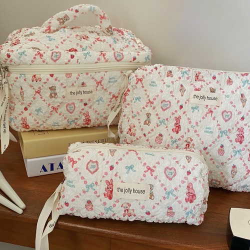 COSMETIC BAG 3-PIECES SET LARGE / BG-0096 - Color : Dessert Lamb Size : Large