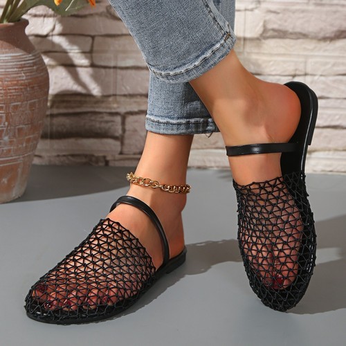 FLAT SANDALS FOR WOMEN / WS-0074 - COLOR BLACK