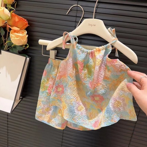 TWO PIECE STYLISH FLORAL SLING VEST AND PANTS / BB-0094 - MIX COLOR