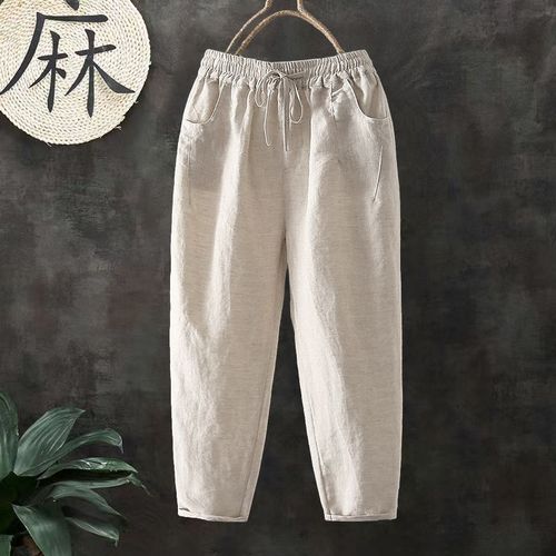 LOOSE SLIM CASUAL PANTS / WD-0280 - Color: Linen Size, M, L, XL, 2XL
