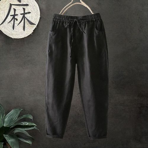 LOOSE SLIM CASUAL PANTS / WD-0281 - Color: Black Size: L, XL, 2XL, 3XL