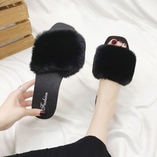 FUR DESIGN SANDALS FOR WOMEN / WS-0085 - COLOR BLACK