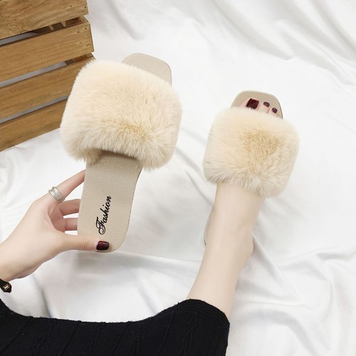 FUR DESIGN SANDALS FOR WOMEN / WS-0086 - COLOR CREAM