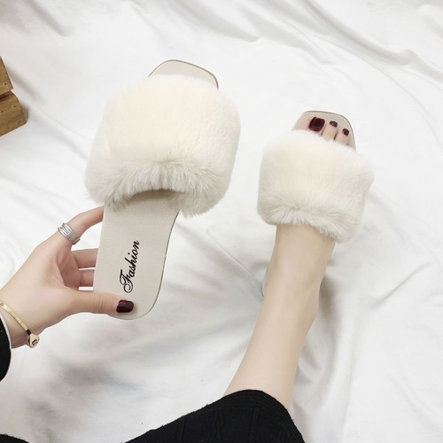 FUR DESIGN SANDALS FOR WOMEN / WS-0087 - COLOR WHITE