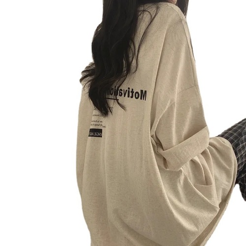 KOREAN-STYLE MID-LENGTH LOOSE TSHIRT / WD-0282 - Color : 30718T Light gray Size : M, L