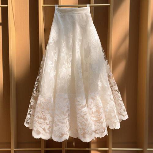 HIGH WAIST SKIRT / WD-0294 - Color : White Size : L, XL