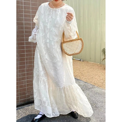 LARGE SIZE LOOSE DRESS / WD-0295 - Color : White, Black Size : One Size