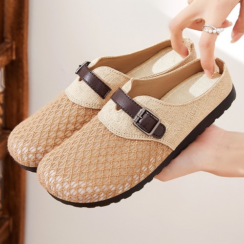 SOFT SOLE CLOSED TOE HALF SHOES / WS-0126 - COLOR BROWN