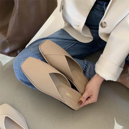 WOMEN'S CLOSED TOE HALF SANDALS / WS-0131 - COLOR KHAKI