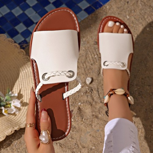 WOMEN FLAT SANDALS / WS-0134 - COLOR WHITE