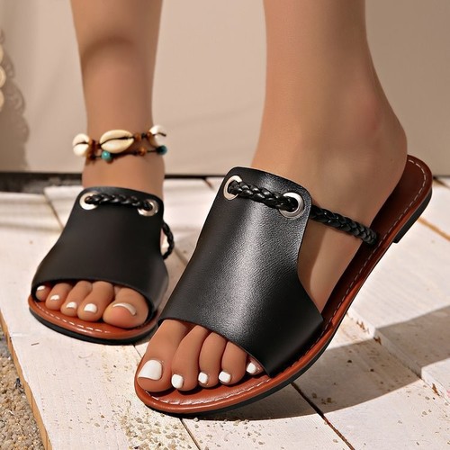 WOMEN FLAT SANDALS / WS-0135 - COLOR BLACK