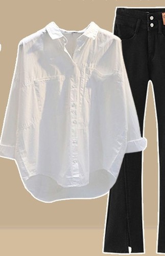 SLIM WHITE SHIRT / WD-0306 - Color : White Size : L, XL