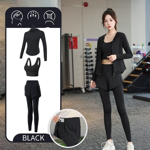 THREE-PIECE SPORTS SUIT / SF-0007 - Color : Black [Hoodie] Three-piece suit (black pants)  Size : M, L, XL