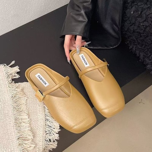NEW FLAT HEEL SHOES / WS-0162 - COLOR KHAKI