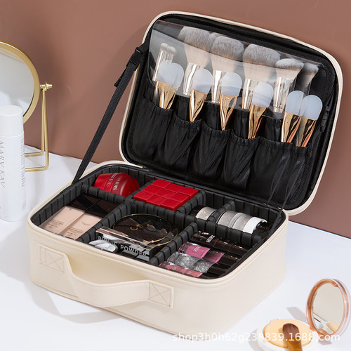 COSMETIC BAG WITH LED LIGHT / MU-0108 - Color : Off-white Specification : ordinary large mirror