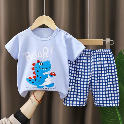 TWO PIECE COTTON T-SHIRT AND SHORT / BB-0109 - COLOR BLUE