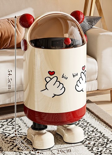 TRASH CAN WITH ROUND EARS AND FEET / HM-0149 - Color : Cream Red