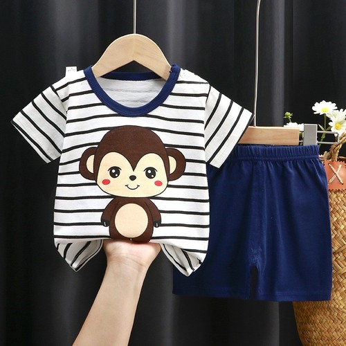 TWO PIECE COTTON T-SHIRT AND SHORT / BB-0119 - COLOR BLUE