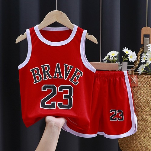 TWO PIECE SET BABY BASKETBALL JERSEY / BB-0121 - COLOR RED