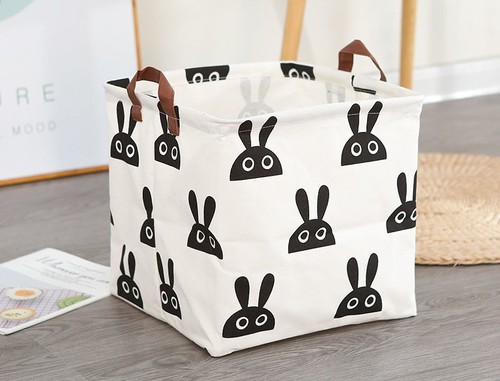 CLOTH STORAGE BASKET / HM-0154 - Color : Square rabbit (32*32*32)  Specification : [Cotton and linen waterproof material, foldable]