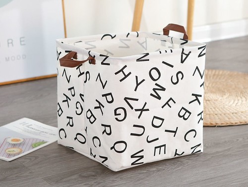 CLOTH STORAGE BASKET / HM-0158 - Color : Square letters (32*32*32)   Specifications : [Cotton and linen waterproof material, foldable]