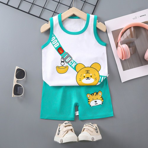 TWO PIECE CHILDREN'S SUMMER WEAR / BB-0127 - COLOR WHITE AND GREEN