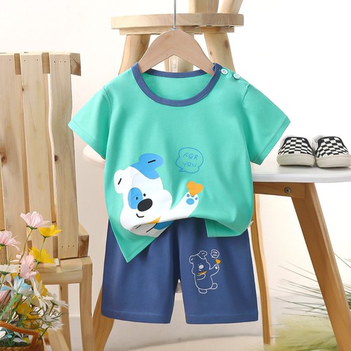 TWO PIECE T-SHIRT AND SHORT FOR CHILDREN / BB-0136 - COLOR LIGHT GREEN