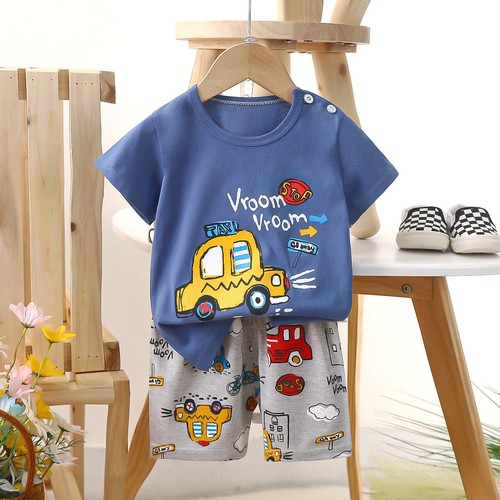 TWO PIECE T-SHIRT AND SHORT FOR CHILDREN / BB-0141 - COLOR BLUE AND GRAY