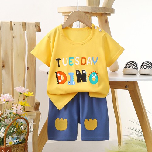 TWO PIECE T-SHIRT AND SHORT FOR CHILDREN / BB-0146 - COLOR YELLOW AND BLUE SIZE 100CM