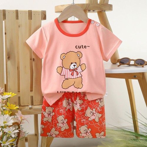 TWO PIECE T-SHIRT AND SHORT FOR CHILDREN / BB-0147 - COLOR ORANGE