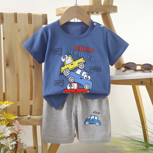TWO PIECE T-SHIRT AND SHORT FOR CHILDREN / BB-0149 - COLOR BLUE AND GRAY