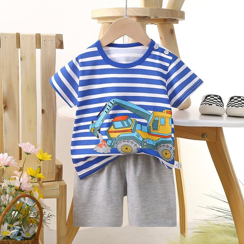 TWO PIECE T-SHIRT AND SHORT FOR CHILDREN / BB-0150 - COLOR BLUE STRIPE