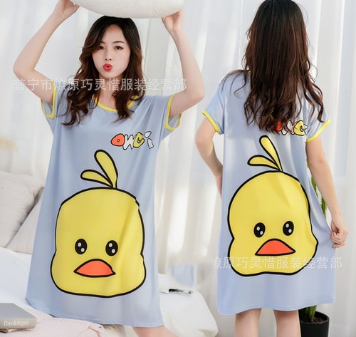 NIGHTDRESS / WD-0329 - Color : Blue yellow duck zd-806-50# Size : One size
