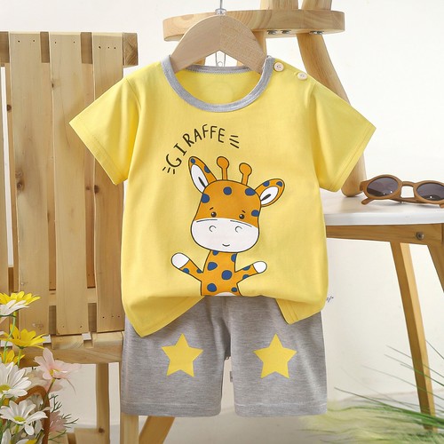 TWO PIECE T-SHIRT AND SHORT FOR CHILDREN / BB-0153 - COLOR YELLOW AND GRAY SIZE 100CM
