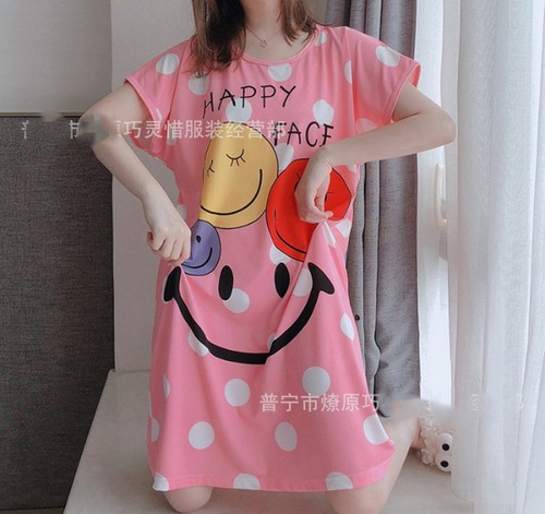 NIGHTDRESS / WD-0337 - Color : Pink smiley face zd-806-18# Size : One size